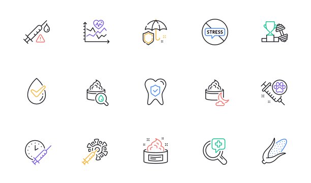 雨伞，疫苗注意和哑铃线图标的网站，打印。为设计。向量图片下载