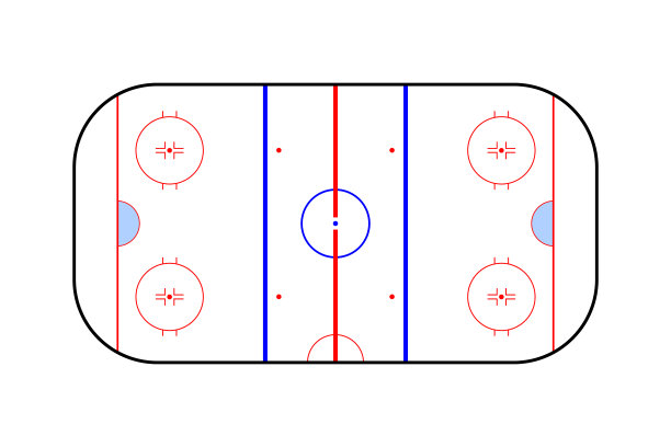 冰球场俯视图，游戏策略运动计划。曲棍球场模板操场，战术发挥冻结运动体育场，矢量插图图片下载