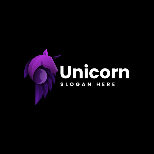 标志独角兽渐变多彩的风格图片下载