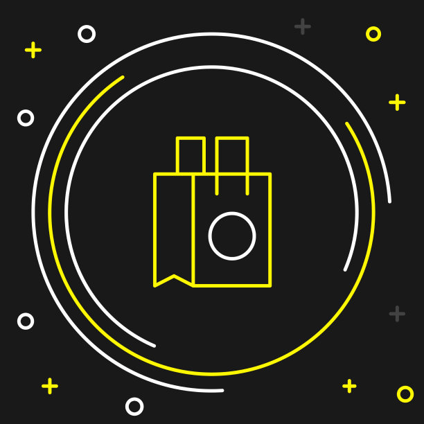 线纸购物袋图标孤立在黑色图片下载