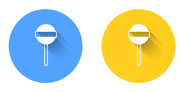 白色的棒棒糖图标孤立与长阴影图片下载