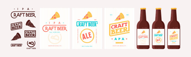 一套模板标签和徽章精酿啤酒图片下载