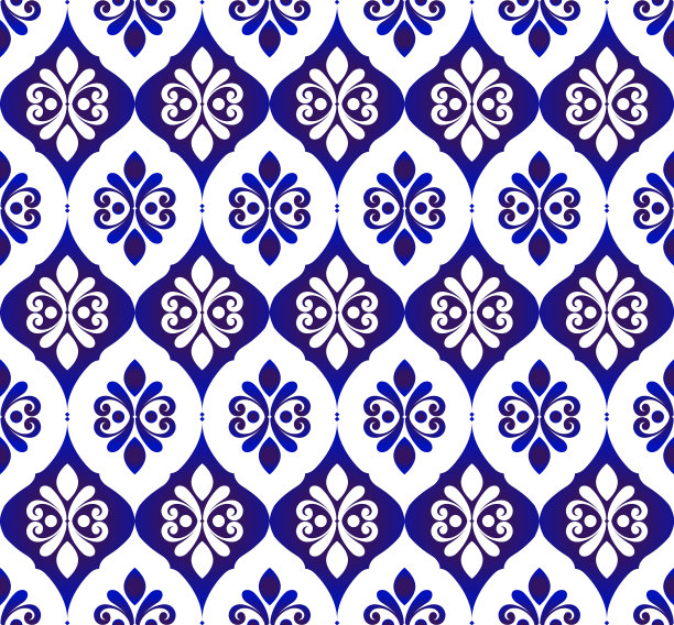 蓝色和白色的花朵无缝图片下载