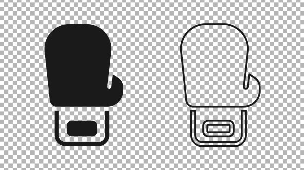 黑色拳击手套图标孤立的透明图片下载