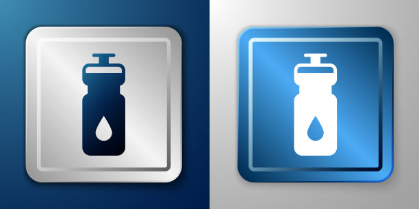 白色健身振动器图标孤立的蓝色和图片下载