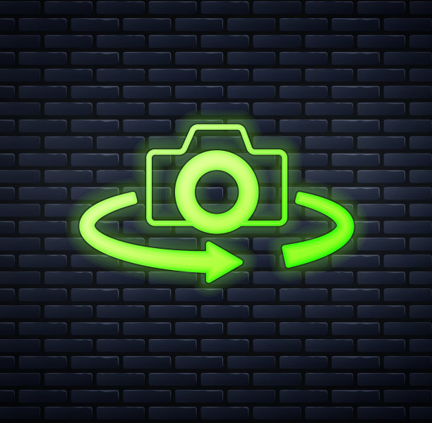 发光的霓虹灯360度视图图标孤立上图片下载