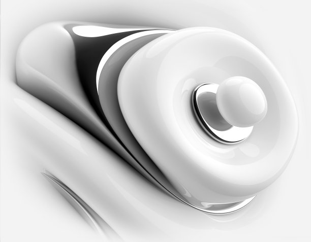 3d渲染单色抽象艺术3d背景与部分超现实异域花卉雕塑曲线波浪形优雅，圆形球形光滑和柔软的有机生物线条形成在光滑的陶瓷材料与银色金属部分图片下载