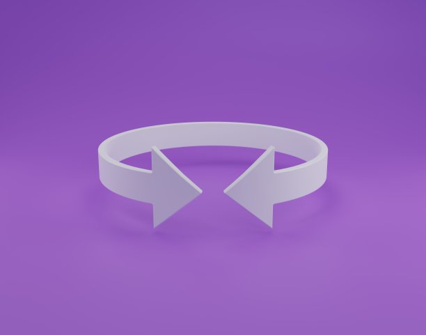 最小圆形旋转箭头图标3D渲染插图图片下载