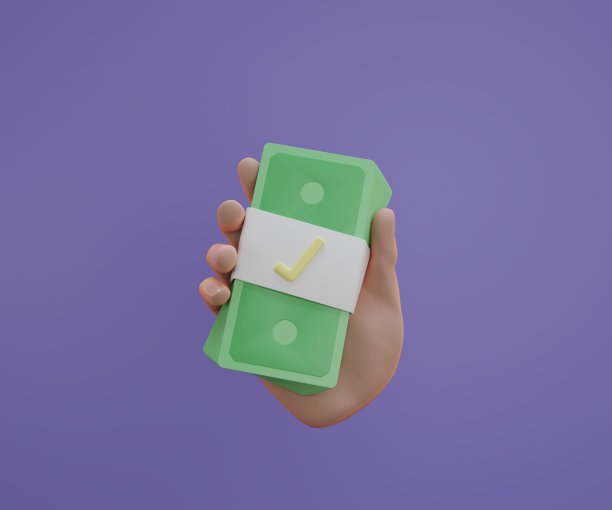 手持现金束钞票钞票3D渲染插图图片下载