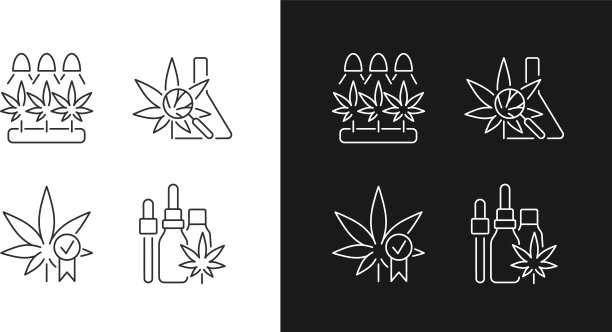 深色背景下的大麻种植线性图标图片下载