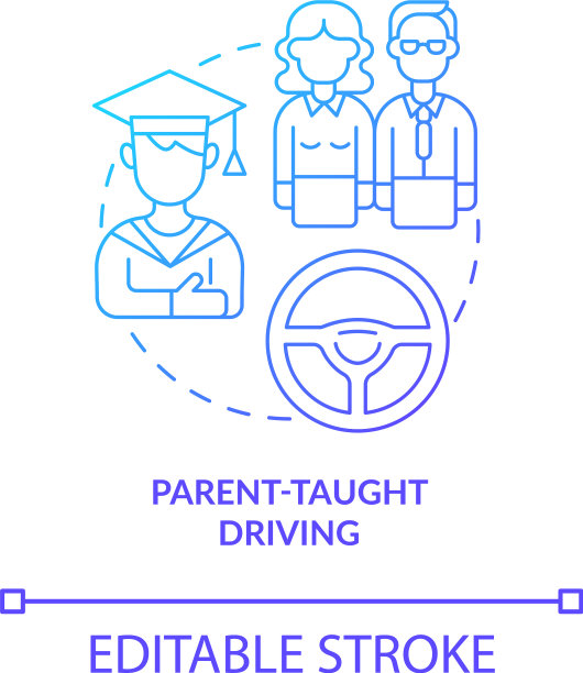 父母教驾驶蓝色渐变概念图标图片下载
