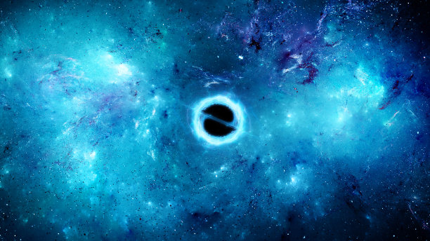黑洞与蓝色发光星云抽象背景图片下载