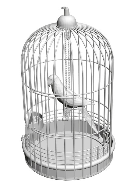 多边形鹦鹉在一个笼子孤立在一个白色图片下载