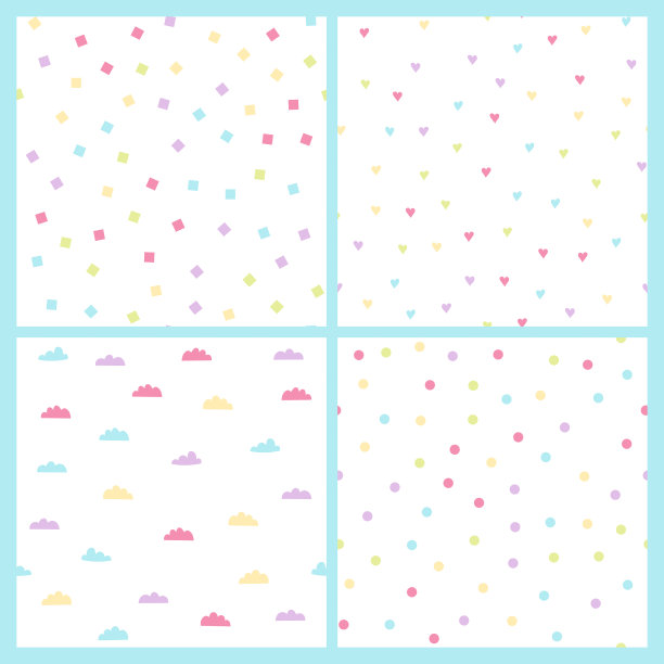 一套简单的无缝图案在柔和的颜色图片下载