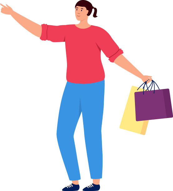 女人与购物袋指向远离买家图片下载