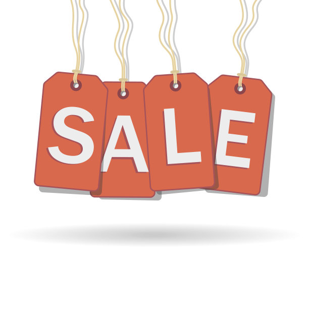 红色标签挂在一串销售标签图片下载