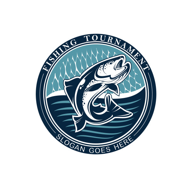钓鱼比赛会徽模板标志图片下载