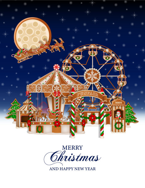 圣诞背景与姜饼游乐场图片下载