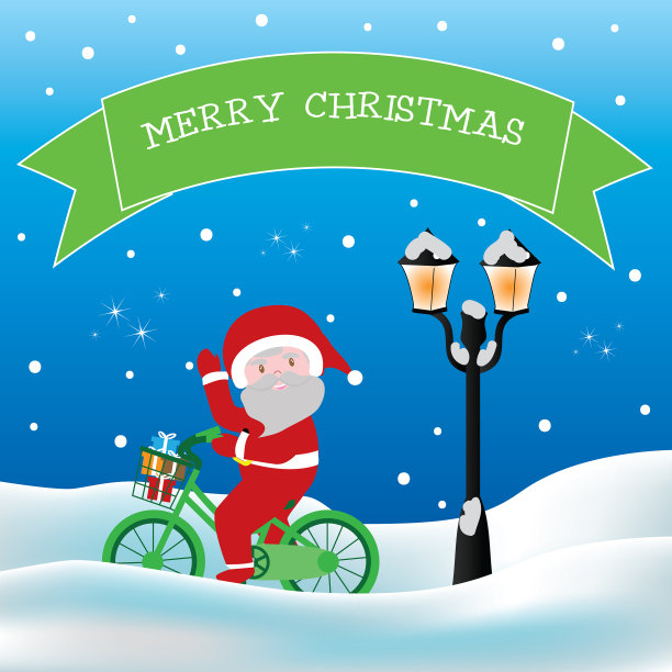 可爱的嬉皮圣诞老人骑着自行车嗨图片下载