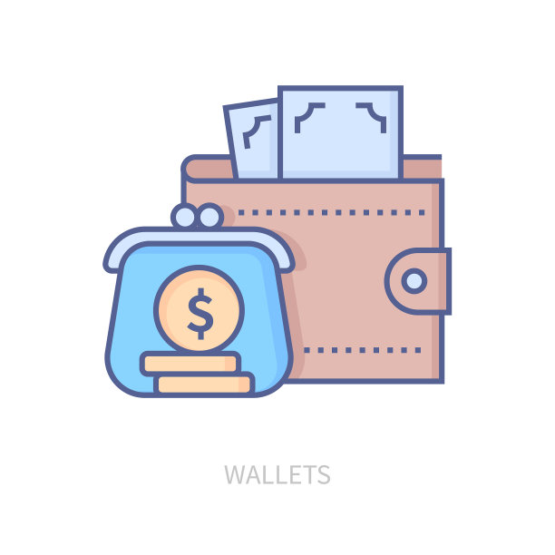 钱包-现代彩色线条设计风格图标图片下载