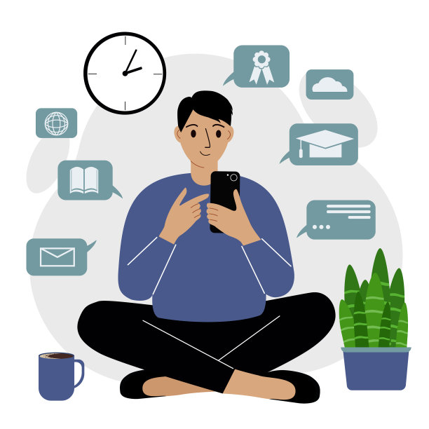 在线教育自学一个男人坐在一个图片下载