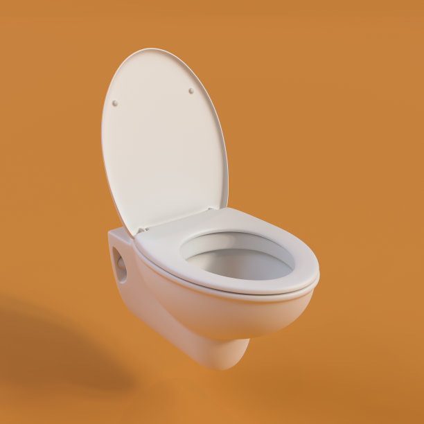 橙色背景的单色马桶，3d渲染图片下载