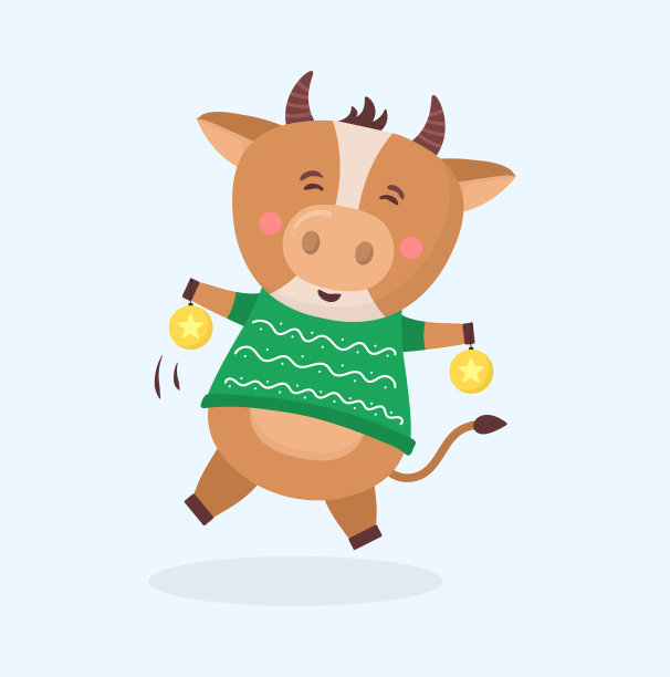 彩色公牛中国新年2021牛有角图片下载