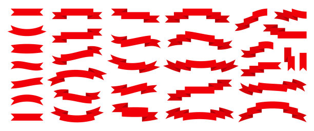 红丝带销售横幅胶带形状标签扁套图片下载