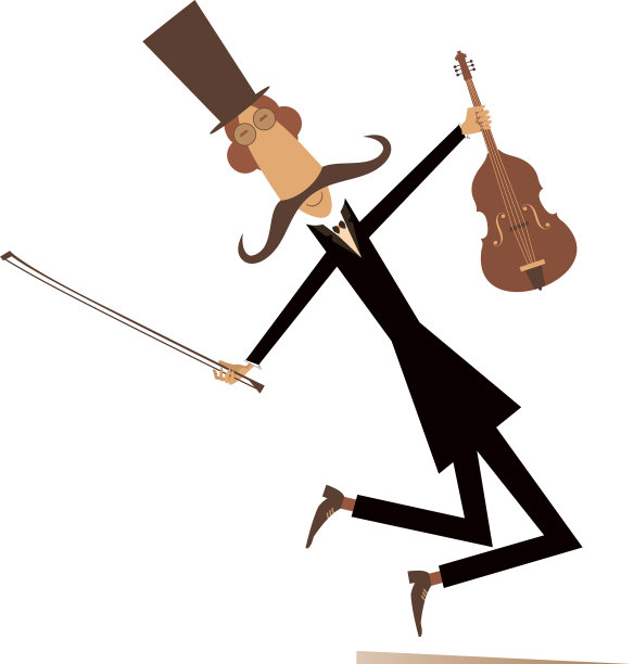 卡通长胡子小提琴手图片下载