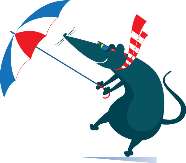 刮风的日子里老鼠或老鼠撑着伞图片下载