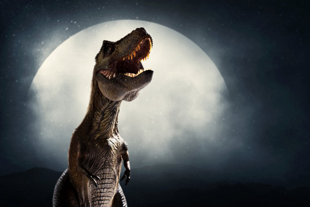 恐龙，霸王龙在山顶上图片下载