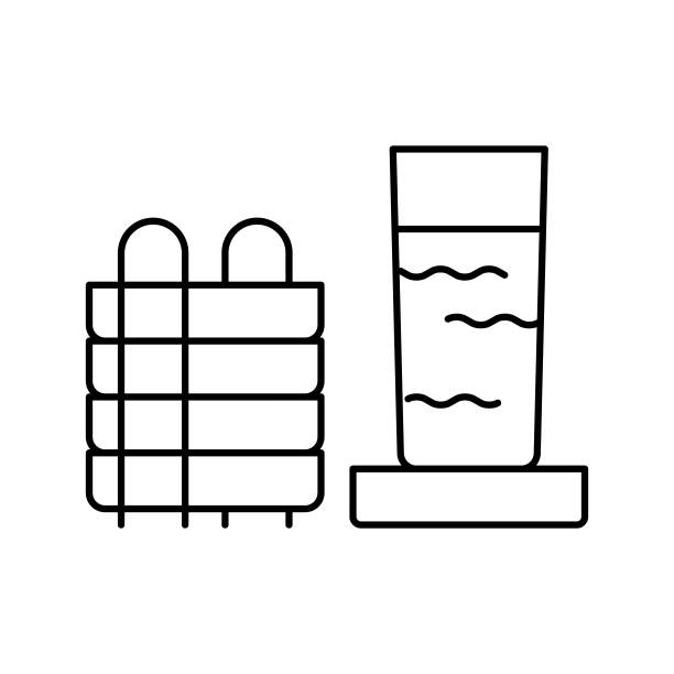 杯垫饮料线图标矢量插图图片下载