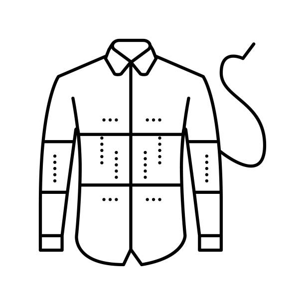 布刺绣设计线图标矢量插图图片下载