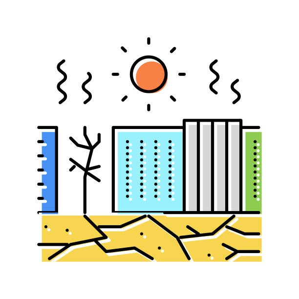 热灾害彩色图标矢量插图图片下载