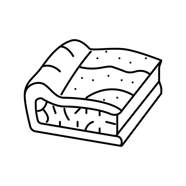 派与菠菜线图标矢量插图图片下载