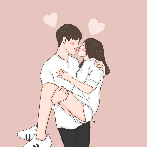 幸福的情侣坠入爱河，插图，情人节庆祝图片下载