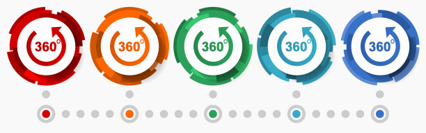 展示，全景概念矢量图标集，现代设计抽象web按钮5种颜色选项，信息图表模板图片下载