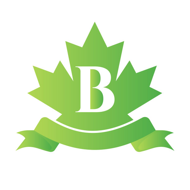加拿大红枫在字母B印章和丝带。豪华的纹章徽章元素古董月桂矢量图片下载