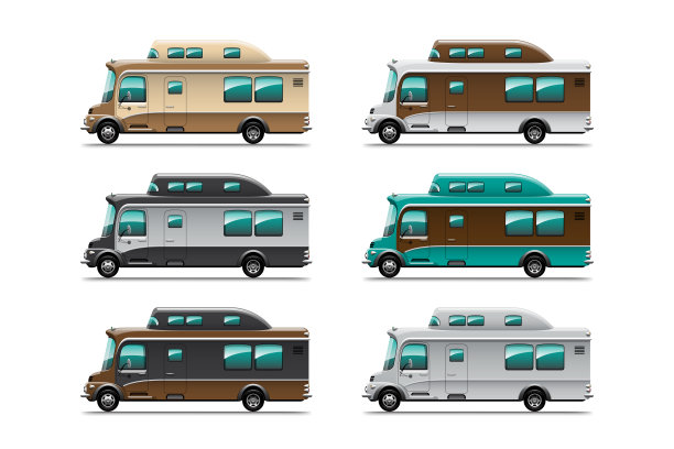 卡通风格矢量露营车包图片下载