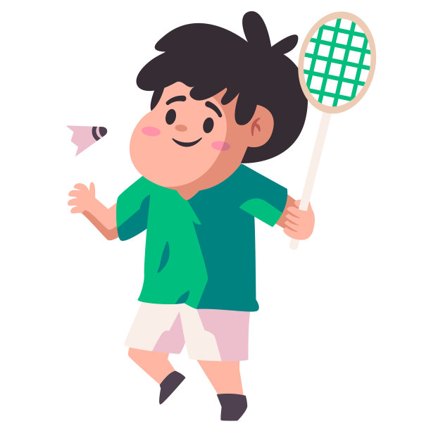 孩子们拿着球拍打羽毛球图片下载