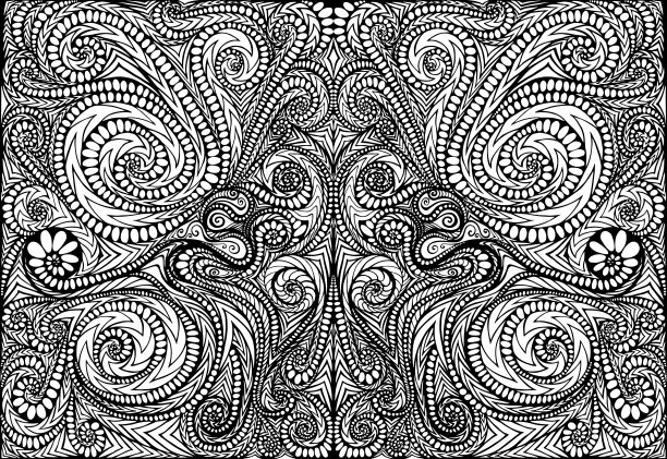 曼荼罗彩页抽象图案，迷宫式摆件。迷幻风格的卡片。矢量插图。反应力的部落的背景。图片下载