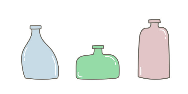 一套手绘瓶子在柔和的颜色图片下载