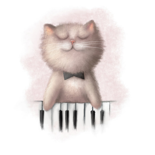 可爱的猫在弹钢琴图片下载