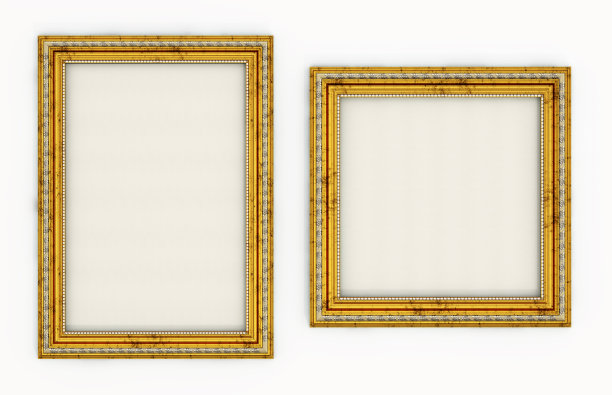 方形和矩形黄金古董相框图片下载