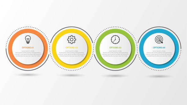 演示业务信息图表模板，有4个选项图片下载