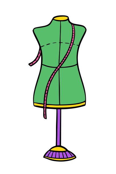 人体模型缝纫涂鸦手工刺绣矢量插图在白色背景图片下载