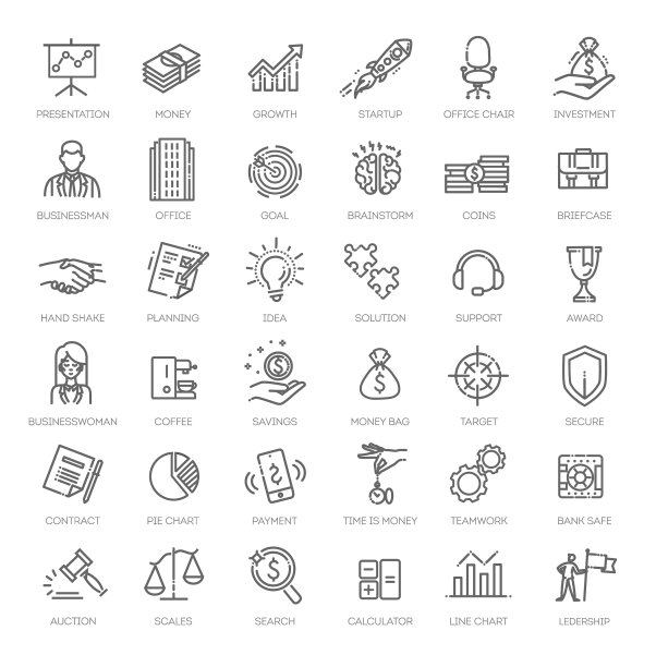 商业和金融网络图标集图片下载