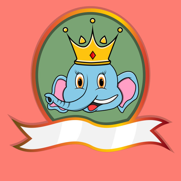 可爱的动物头与冠在框架标签图片下载