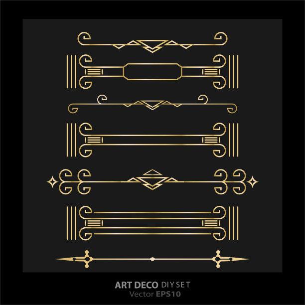 艺术装饰/艺术新DIY元素矢量豪华金黑色优雅的套边框图片下载