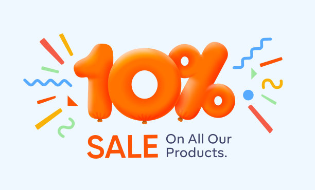 特价销售10%折扣3D号码黄色标签凭证矢量插图。打折季标签打九折图片下载